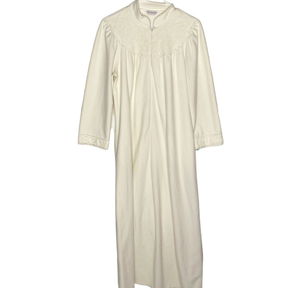 Vanity Fair Womens Long Robe Nightgown 1/2 Zip Dress Vintage Medium Made In USA